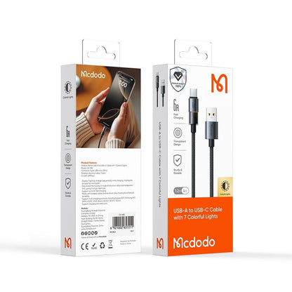 Cablu Date si Incarcare USB-A - USB-C McDodo CA-8180 Colorful, 66W, 1.2m, Negru