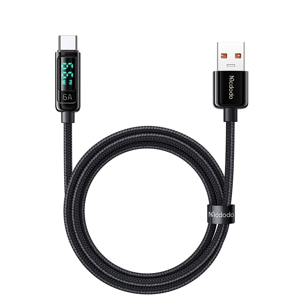 Cablu Date si Incarcare USB-A - USB-C McDodo CA-8690 Display, 66W, 1.2m, Negru