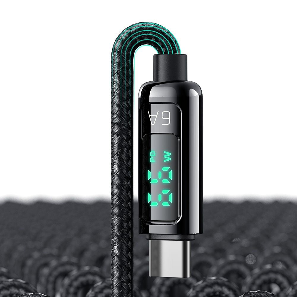 Cablu Date si Incarcare USB-A - USB-C McDodo CA-8690 Display, 66W, 1.2m, Negru