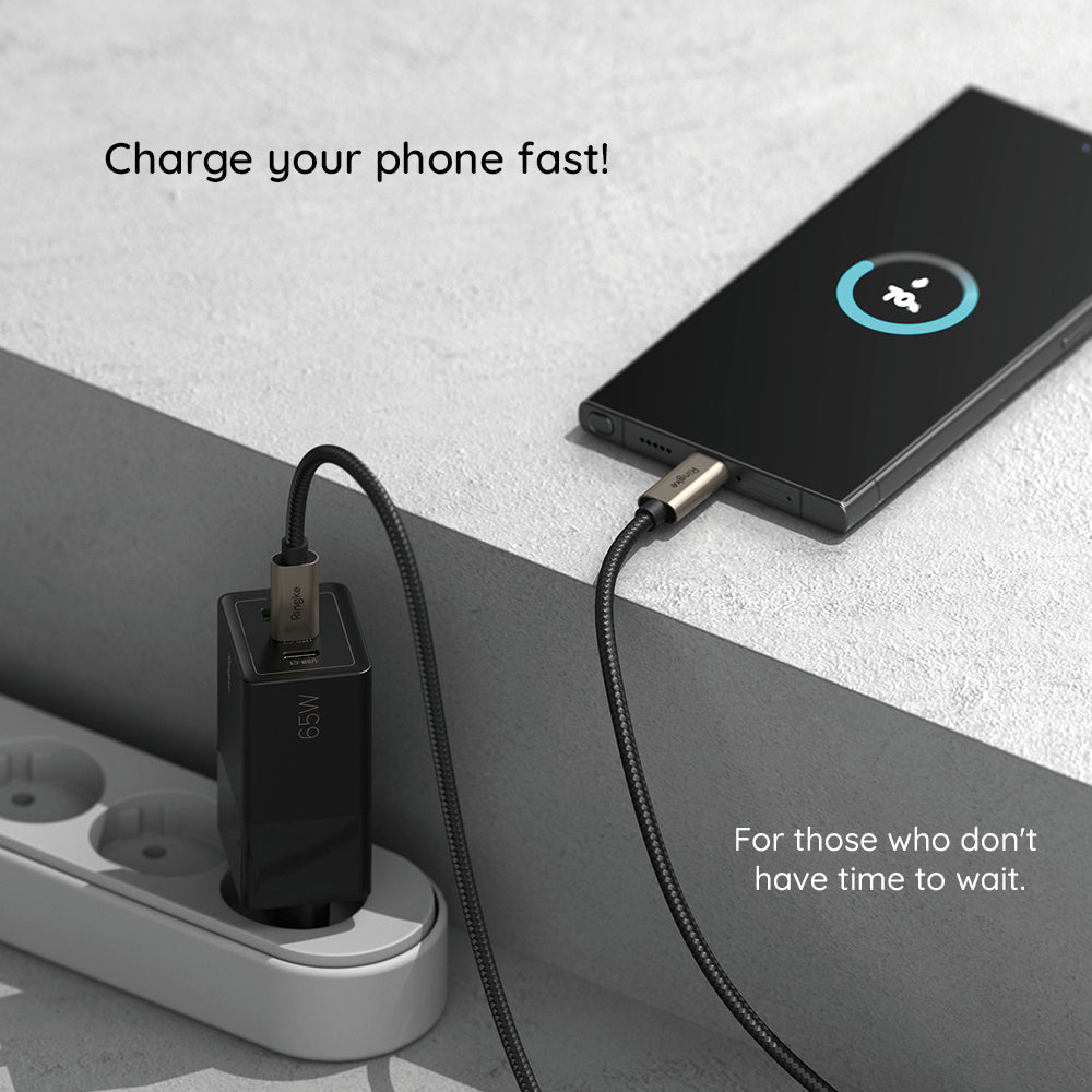 Cablu Date si Incarcare USB-A - USB-C Ringke, 60W, 2m, Negru