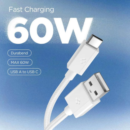 Cablu Date si Incarcare USB-A - USB-C Spigen EB6015AC, 60W, 1.5m, Alb ACA10413
