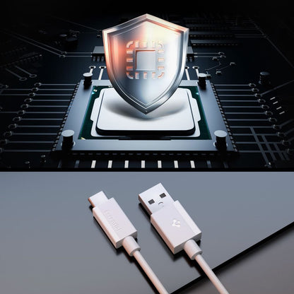 Cablu Date si Incarcare USB-A - USB-C Spigen Essential, 60W, 1m, Alb