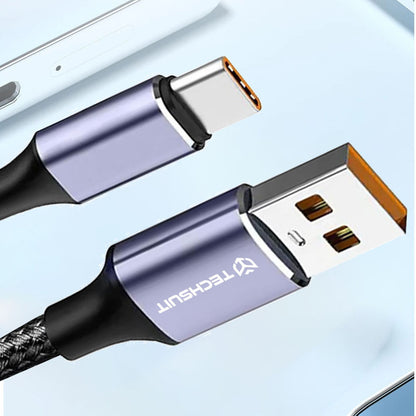 Cablu Date si Incarcare USB-A - USB-C Techsuit PCB018, 100W, 1m, Negru