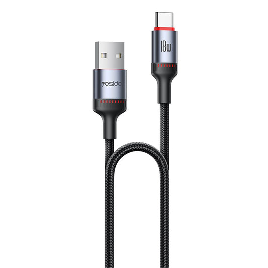 Cablu Date si Incarcare USB-A - USB-C Yesido CA129C, 18W, 1.2m, Negru
