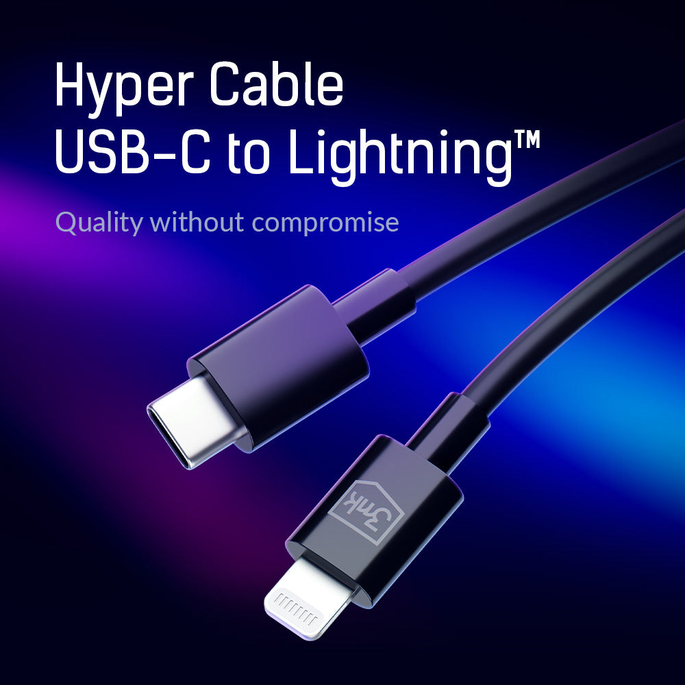 Cablu Date si Incarcare USB-C - Lightning 3MK Hyper, 20W, 1.2m, Alb