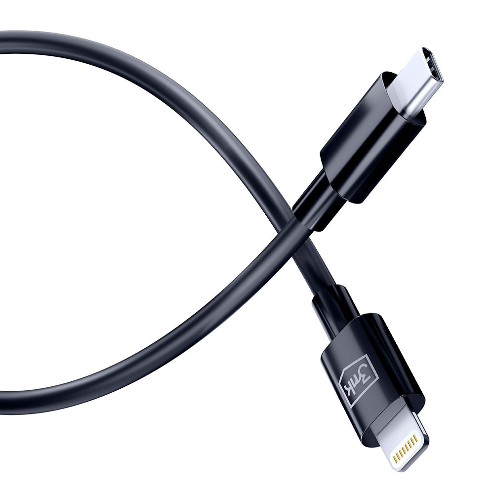 Cablu Date si Incarcare USB-C - Lightning 3MK Hyper, 20W, 1.2m, Negru