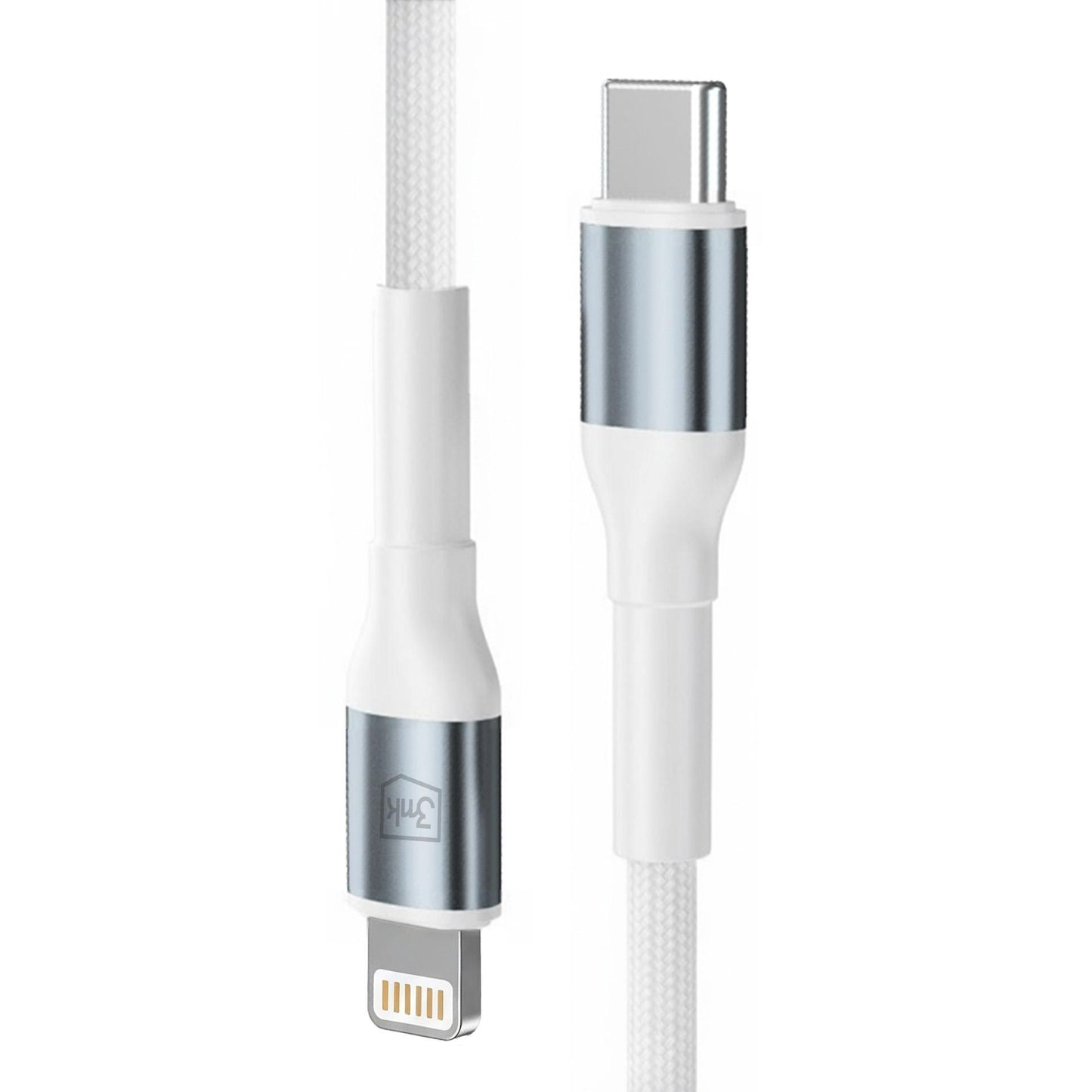 Cablu Date si Incarcare USB-C - Lightning 3MK Hyper N, 27W, 1m, Alb