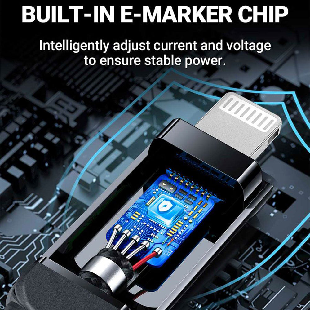 Cablu Date si Incarcare USB-C - Lightning Acefast C6-01 Display, 20W, 1.2m, Negru