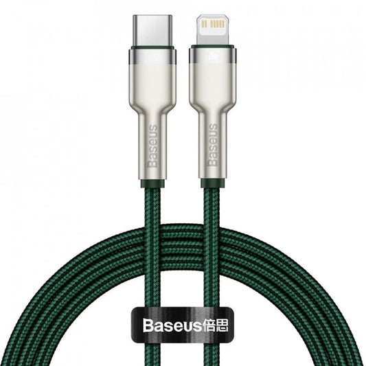 Cablu Date si Incarcare USB-C - Lightning Baseus Cafule Metal, 20W, 1m, Verde CATLJK-A06