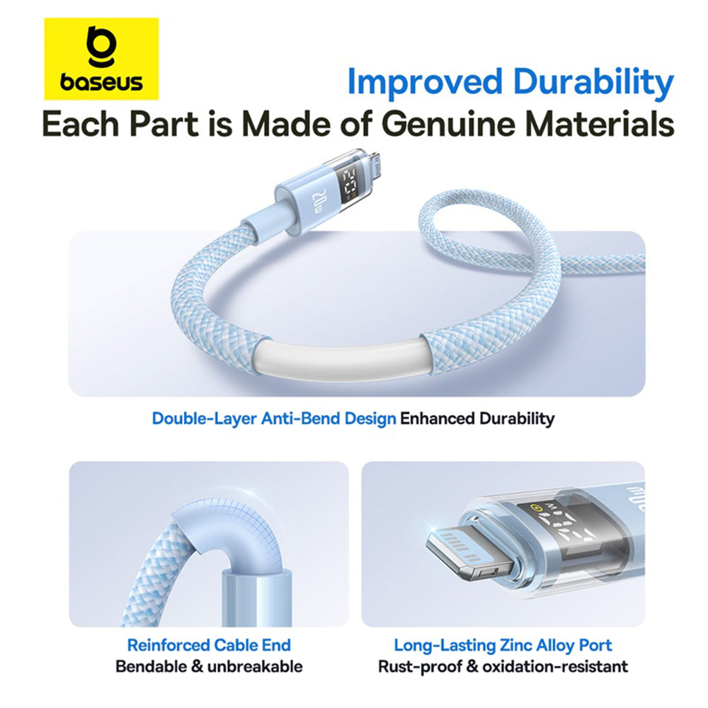Cablu Date si Incarcare USB-C - Lightning Baseus Display 2, 20W, 2m, Albastru P10382703311-01