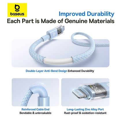 Cablu Date si Incarcare USB-C - Lightning Baseus Display 2, 20W, 2m, Albastru P10382703311-01
