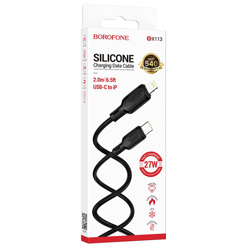 Cablu Date si Incarcare USB-C - Lightning Borofone BX113 Lenny, 27W, 2m, Negru