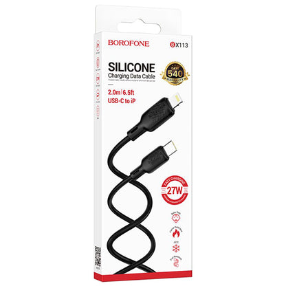 Cablu Date si Incarcare USB-C - Lightning Borofone BX113 Lenny, 27W, 2m, Negru