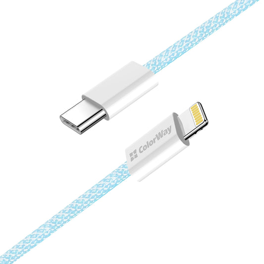 Cablu Date si Incarcare USB-C - Lightning ColorWay CW-CBPDCL061, 27W, 1m, Albastru