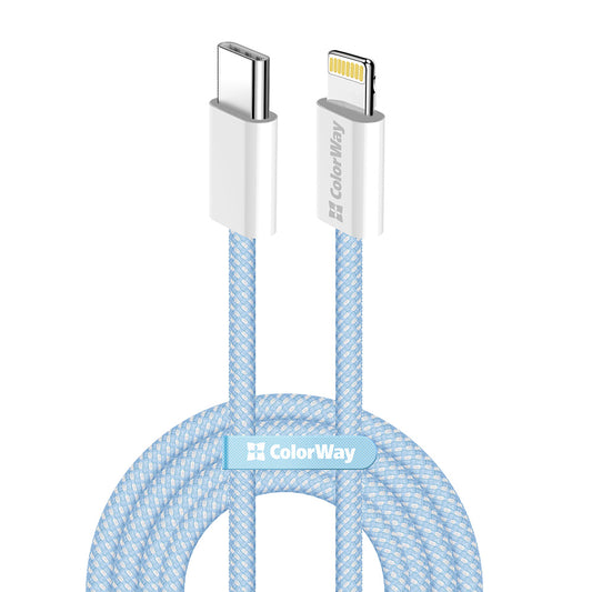 Cablu Date si Incarcare USB-C - Lightning ColorWay CW-CBPDCL061, 27W, 1m, Albastru