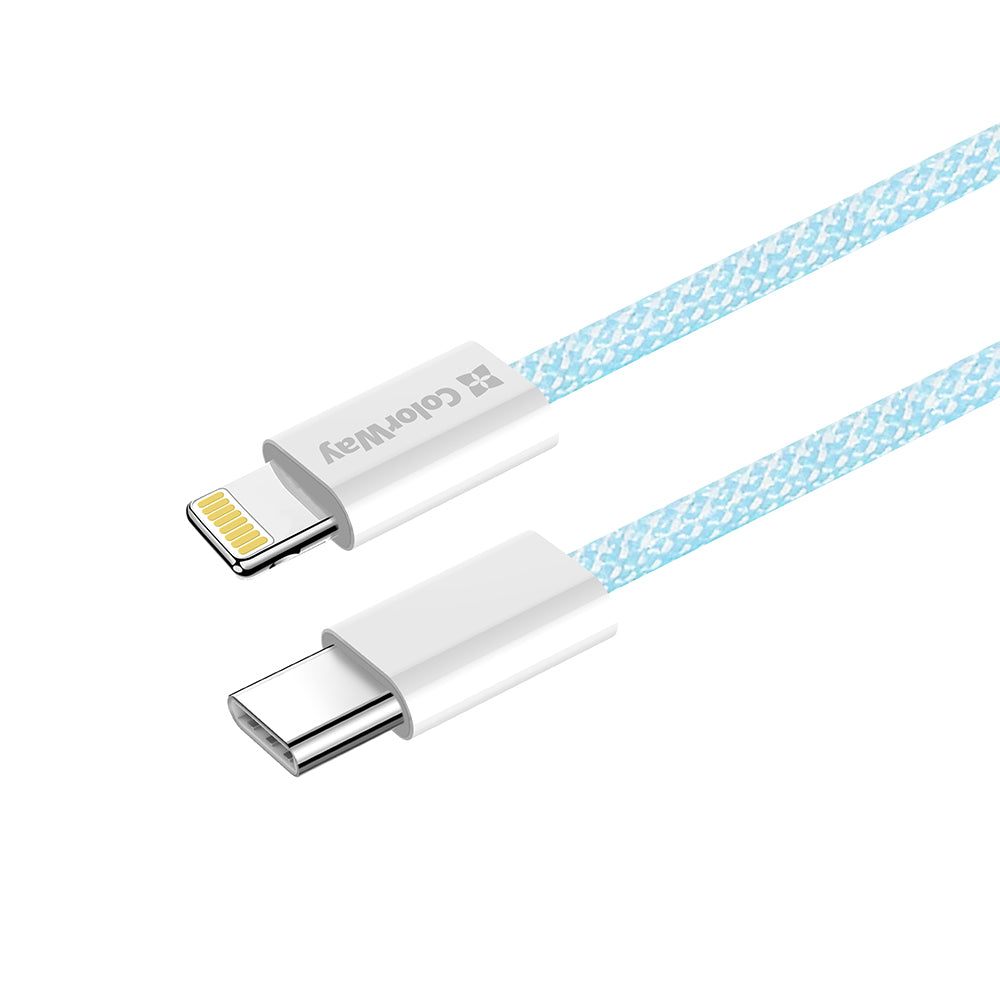 Cablu Date si Incarcare USB-C - Lightning ColorWay CW-CBPDCL061, 27W, 1m, Albastru