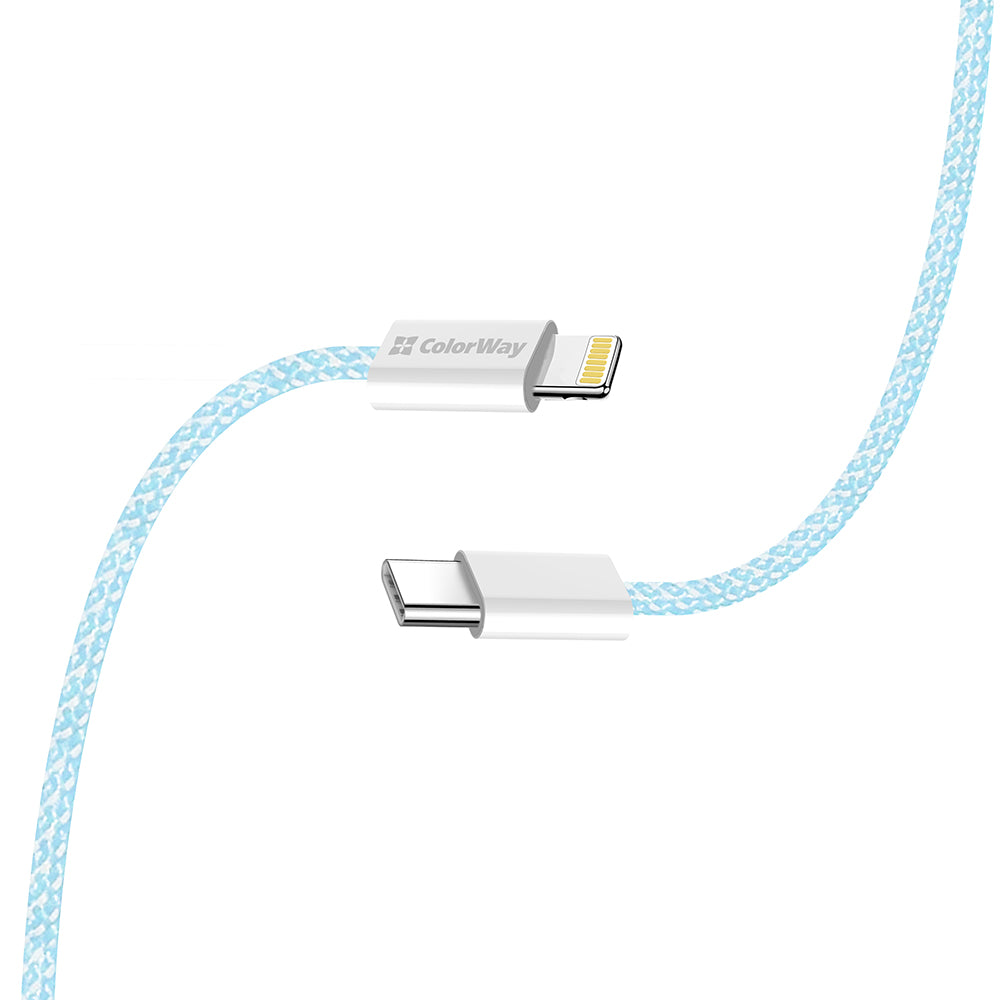 Cablu Date si Incarcare USB-C - Lightning ColorWay CW-CBPDCL061, 27W, 1m, Albastru