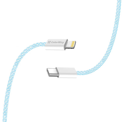 Cablu Date si Incarcare USB-C - Lightning ColorWay CW-CBPDCL061, 27W, 1m, Albastru