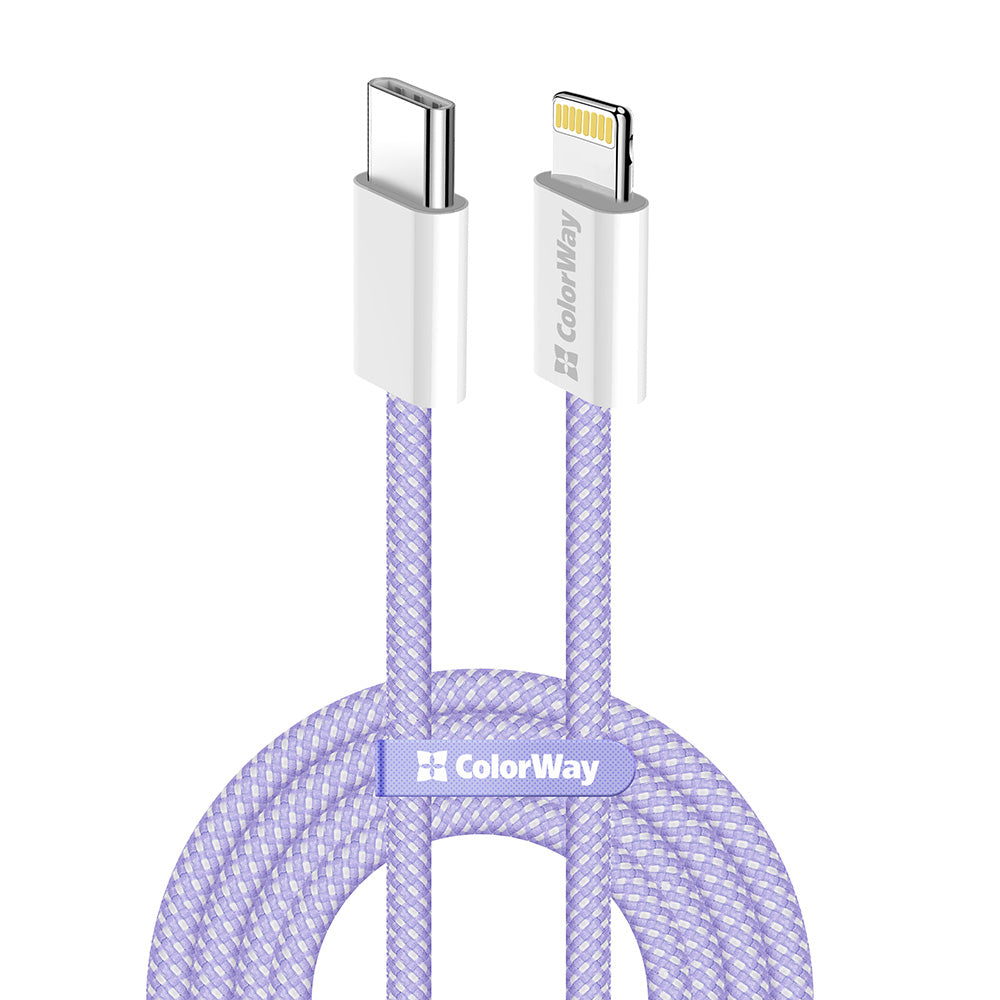 Cablu Date si Incarcare USB-C - Lightning ColorWay CW-CBPDCL061, 27W, 1m, Mov