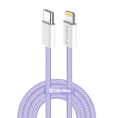 Cablu Date si Incarcare USB-C - Lightning ColorWay CW-CBPDCL061, 27W, 1m, Mov