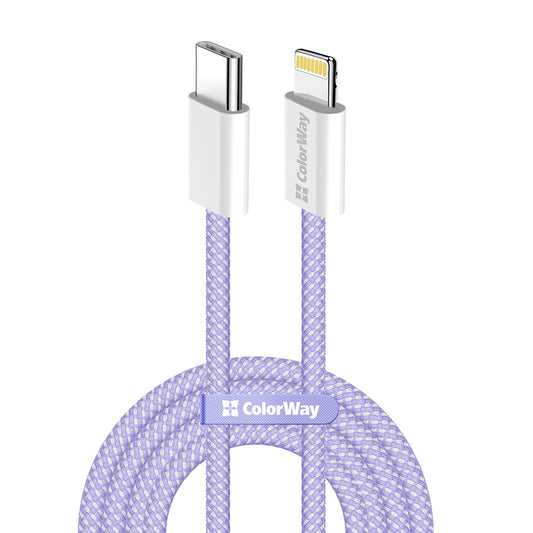 Cablu Date si Incarcare USB-C - Lightning ColorWay CW-CBPDCL061, 27W, 1m, Mov