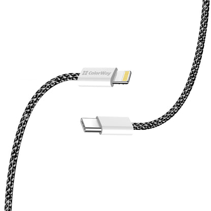 Cablu Date si Incarcare USB-C - Lightning ColorWay CW-CBPDCL061, 27W, 1m, Negru