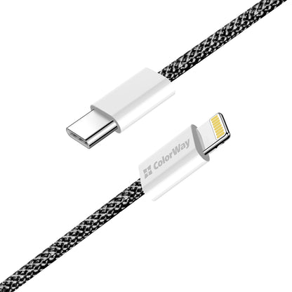 Cablu Date si Incarcare USB-C - Lightning ColorWay CW-CBPDCL061, 27W, 1m, Negru