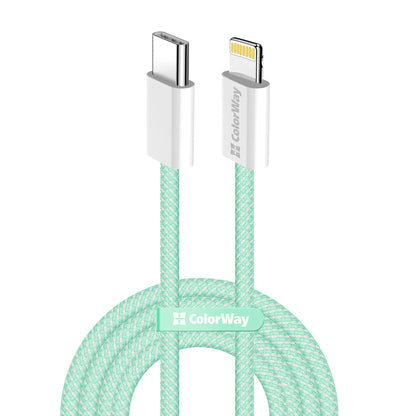 Cablu Date si Incarcare USB-C - Lightning ColorWay CW-CBPDCL061, 27W, 1m, Verde