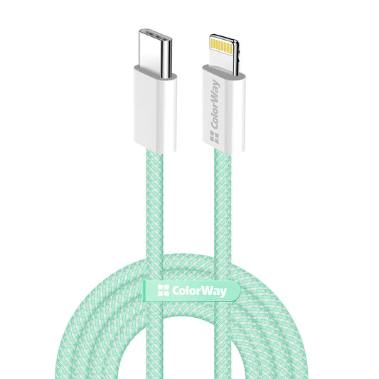Cablu Date si Incarcare USB-C - Lightning ColorWay CW-CBPDCL061, 27W, 1m, Verde