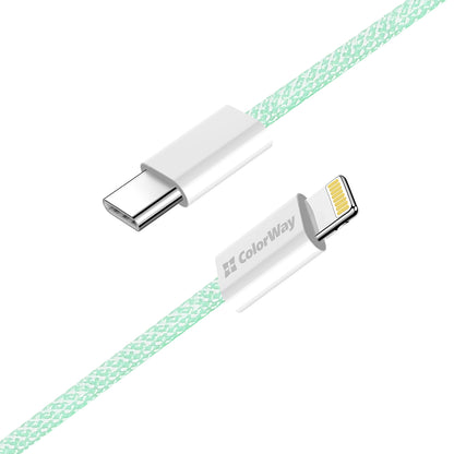 Cablu Date si Incarcare USB-C - Lightning ColorWay CW-CBPDCL061, 27W, 1m, Verde
