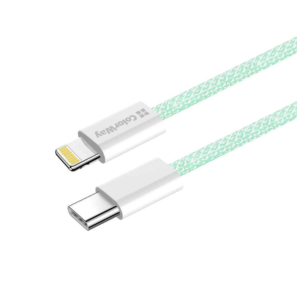 Cablu Date si Incarcare USB-C - Lightning ColorWay CW-CBPDCL061, 27W, 1m, Verde