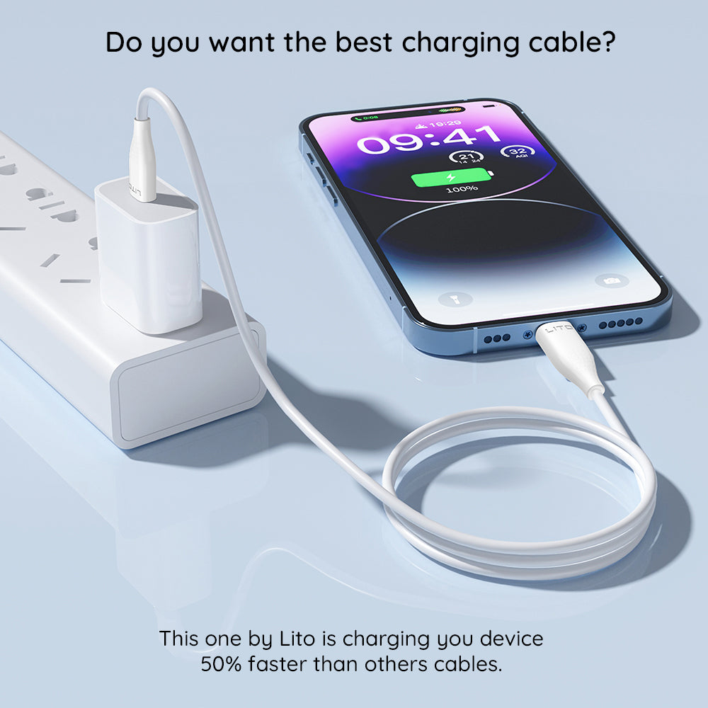 Cablu Date si Incarcare USB-C - Lightning Lito LD03, 27W, 1m, Alb
