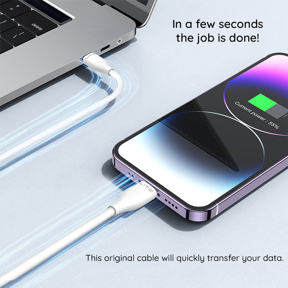 Cablu Date si Incarcare USB-C - Lightning Lito LD03, 27W, 1m, Alb