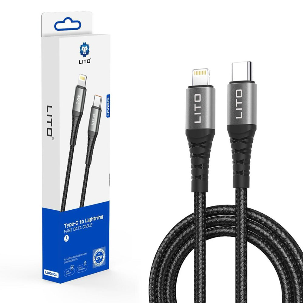 Cablu Date si Incarcare USB-C - Lightning Lito LD22CL, 27W, 2m, Negru
