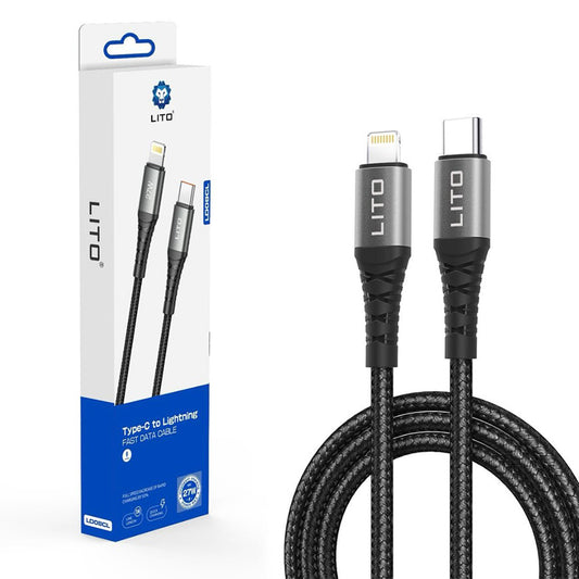 Cablu Date si Incarcare USB-C - Lightning Lito LD22CL, 27W, 2m, Negru