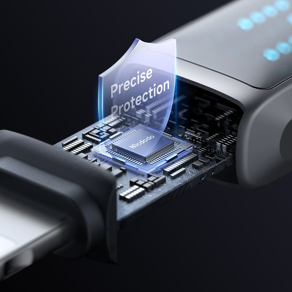 Cablu Date si Incarcare USB-C - Lightning McDodo CA-2630 Display, 36W, 1.2m, Negru