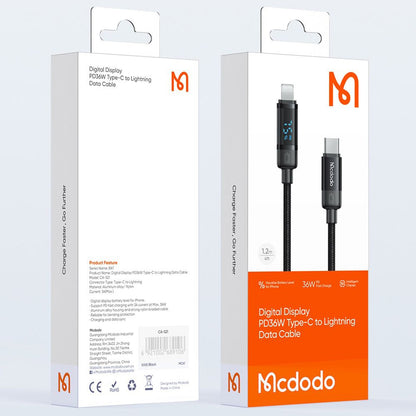Cablu Date si Incarcare USB-C - Lightning McDodo CA-5210 Bat Display, 36W, 1.2m, Negru