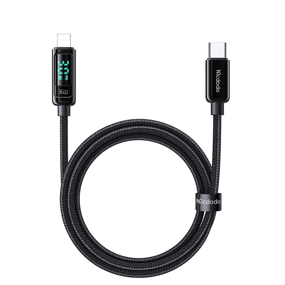 Cablu Date si Incarcare USB-C - Lightning McDodo CA-8810 Display, 36W, 1.2m, Negru
