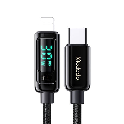 Cablu Date si Incarcare USB-C - Lightning McDodo CA-8810 Display, 36W, 1.2m, Negru