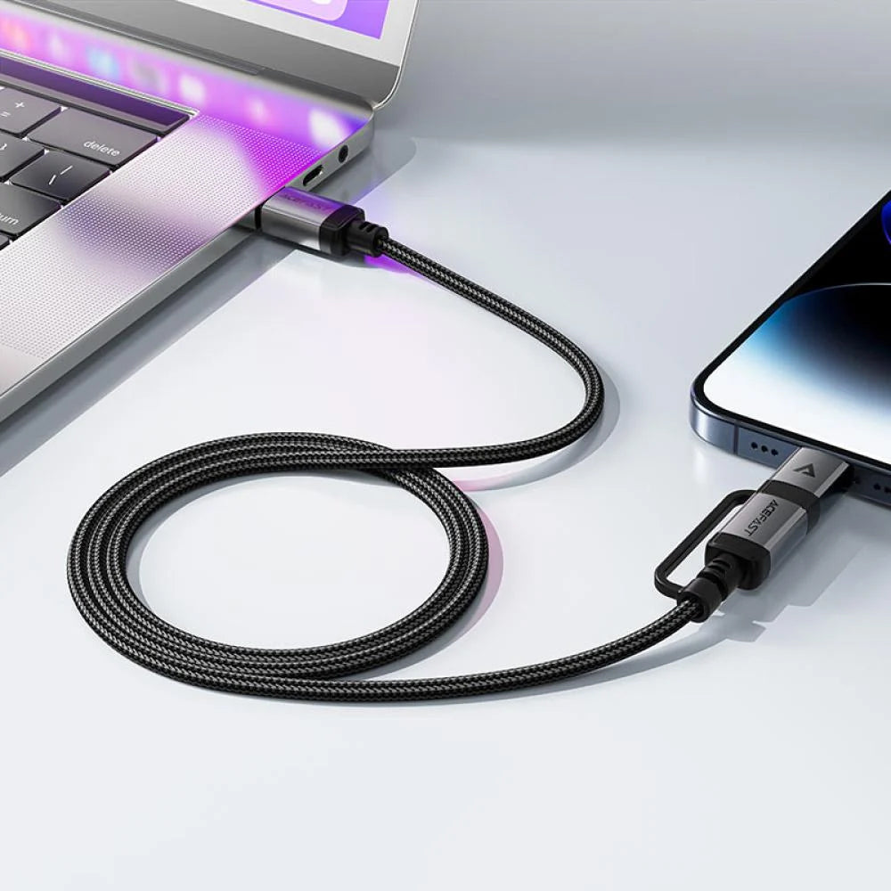 Cablu Date si Incarcare USB-C - Lightning / USB-C Acefast C20-01, 60W, 1.2m, Negru