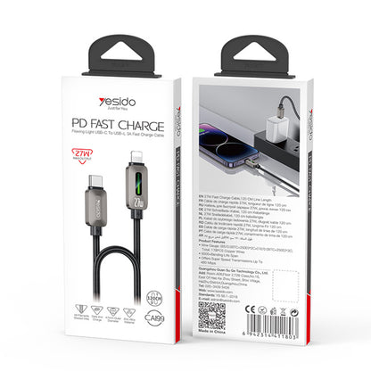 Cablu Date si Incarcare USB-C - Lightning Yesido CA199, 27W, 1.2m, Negru