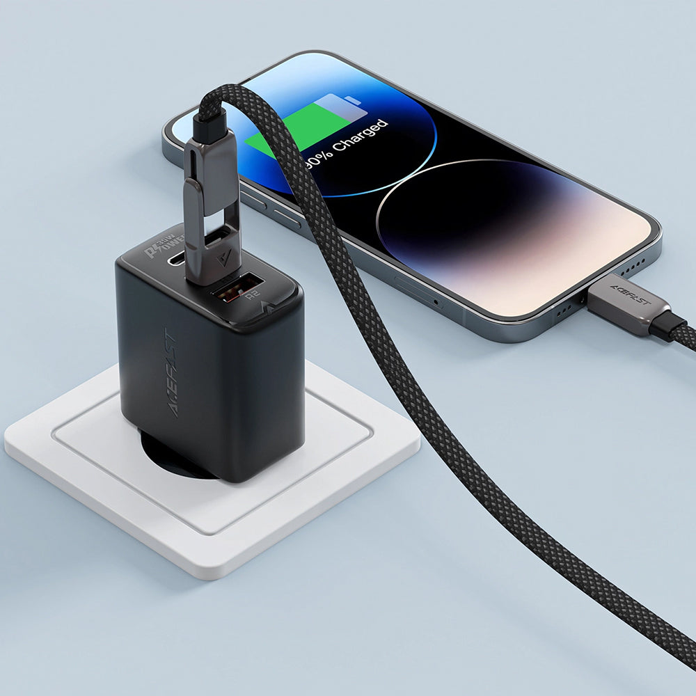 Cablu Date si Incarcare USB-C - USB-A / USB-C Acefast C13-04, 60W, 1.2m, Negru