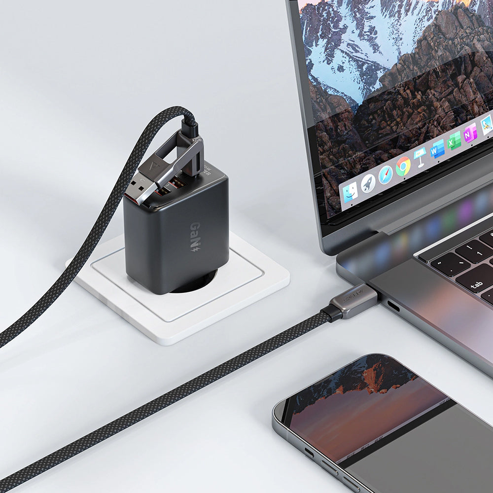 Cablu Date si Incarcare USB-C - USB-A / USB-C Acefast C13-04, 60W, 1.2m, Negru