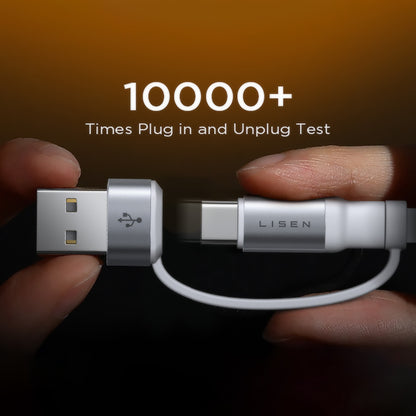 Cablu Date si Incarcare USB-C / USB-A - USB-C / Lightning Lisen, 60W, 1m, Alb YL0123030001