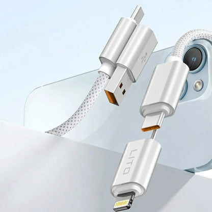 Cablu Date si Incarcare USB-C / USB-A - USB-C / Lightning Lito LD21, 100W, 1m, Alb