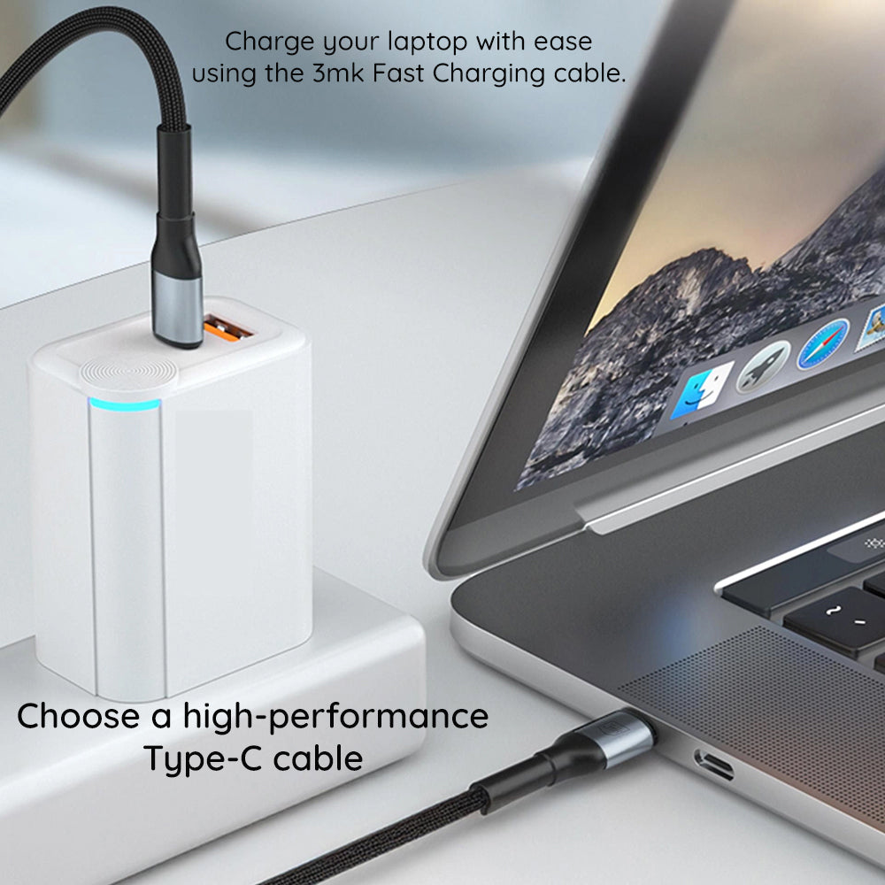 Cablu Date si Incarcare USB-C - USB-C 3MK Hyper Thunderbolt 4, 240W, 1m, Negru