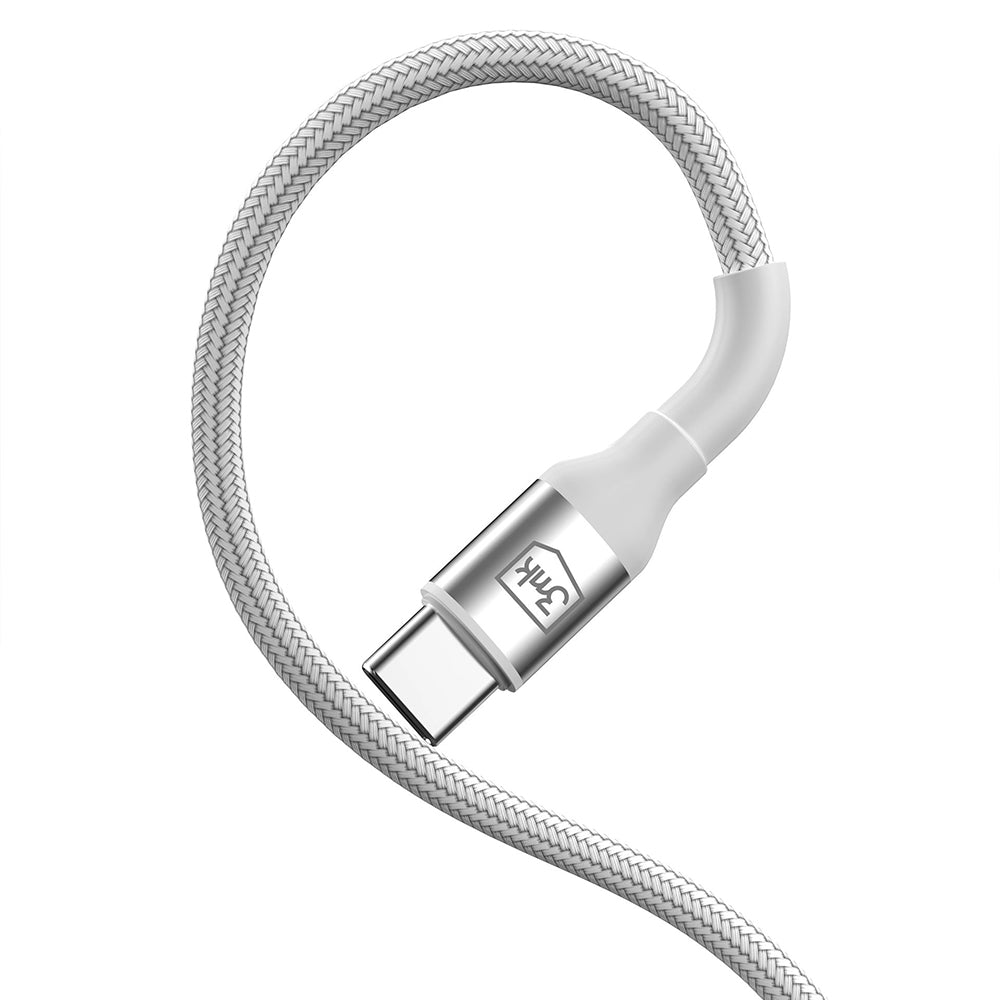 Cablu Date si Incarcare USB-C - USB-C 3MK Hyper N, 100W, 1m, Alb
