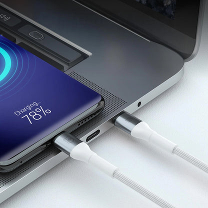 Cablu Date si Incarcare USB-C - USB-C 3MK Hyper N, 100W, 1m, Alb