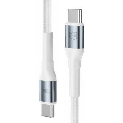 Cablu Date si Incarcare USB-C - USB-C 3MK Hyper N, 100W, 1m, Alb