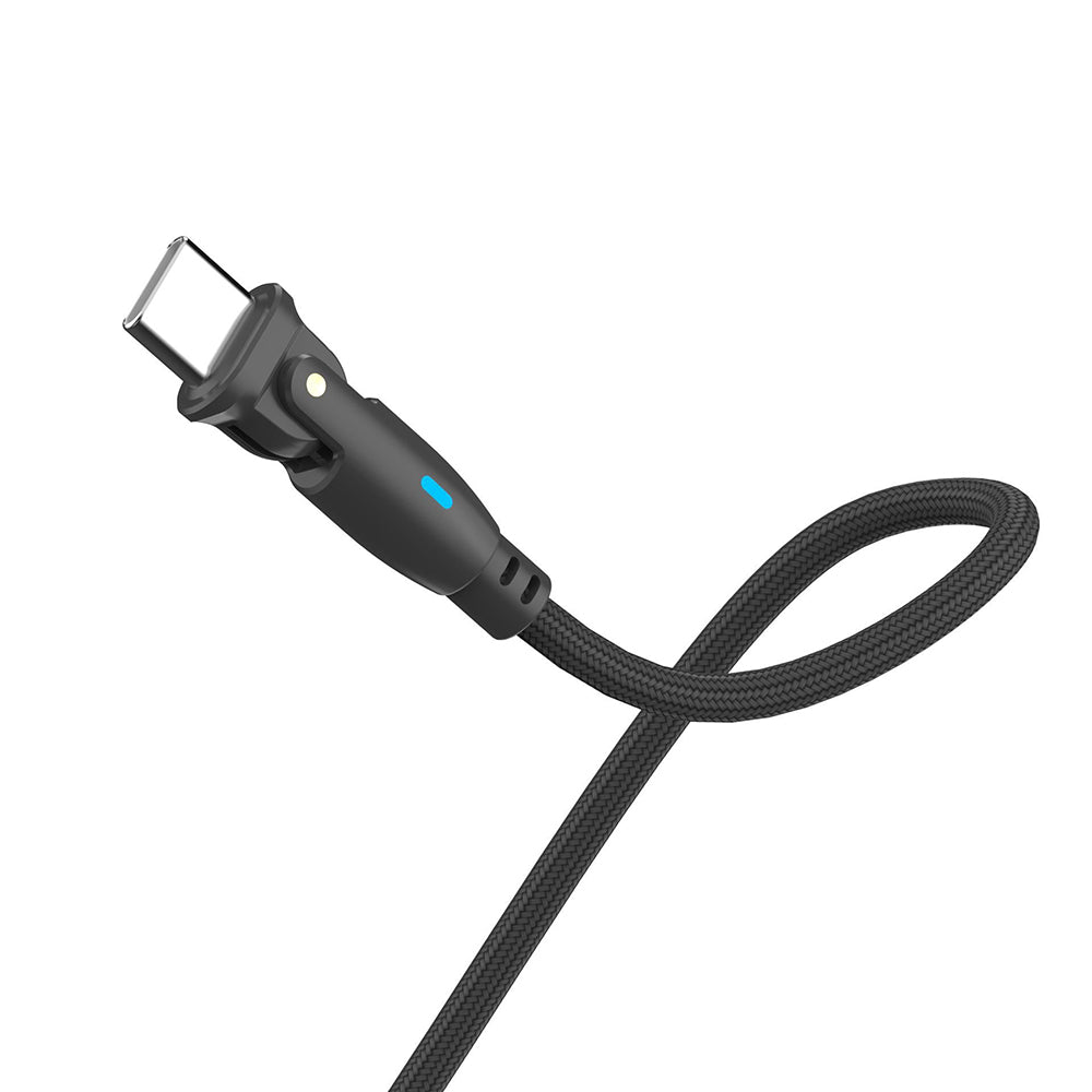 Cablu Date si Incarcare USB-C - USB-C 3MK Hyper N Angled, 100W, 1m, Negru
